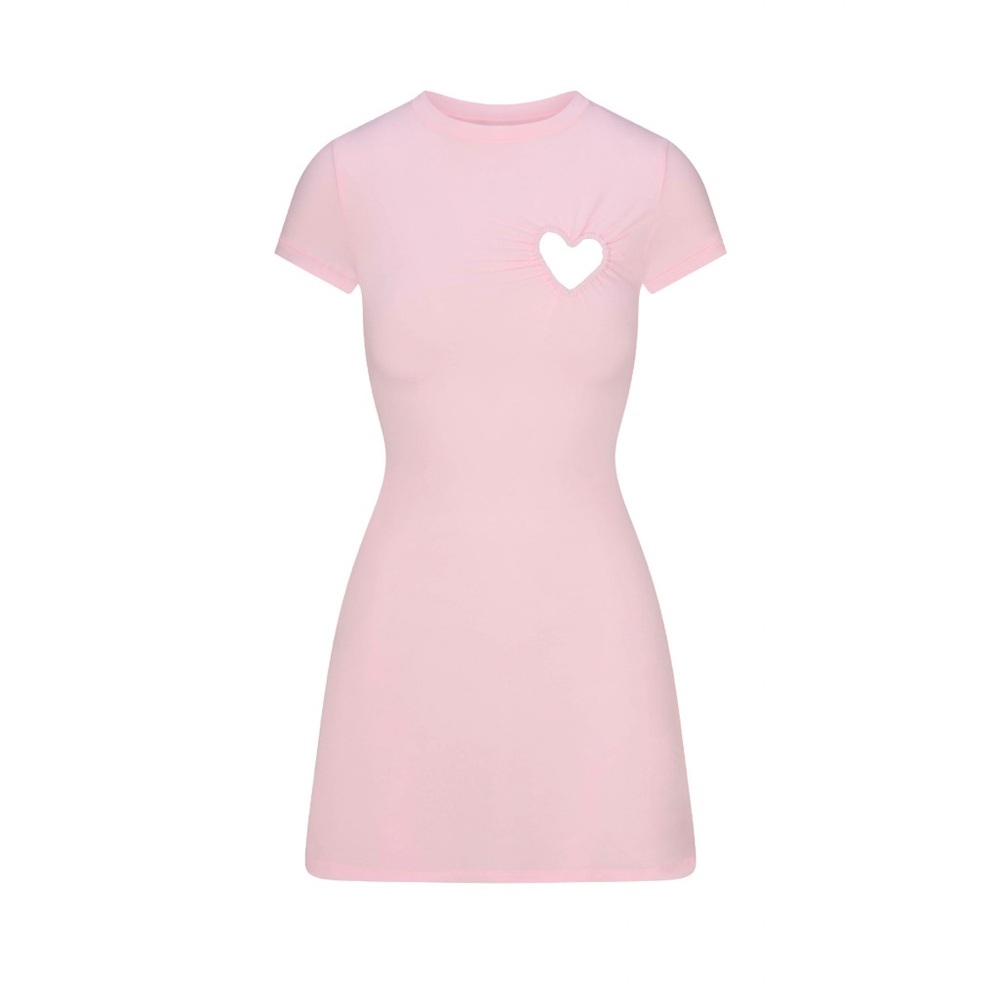 SKIMS Heart Mini Dress Cotton Jersey Pink Valentines Day Small NWT SOLD OUT RARE